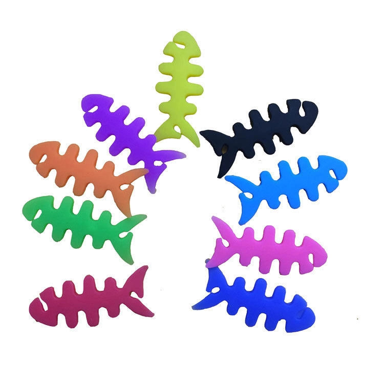Fish-shaped headphone cable wrap - black