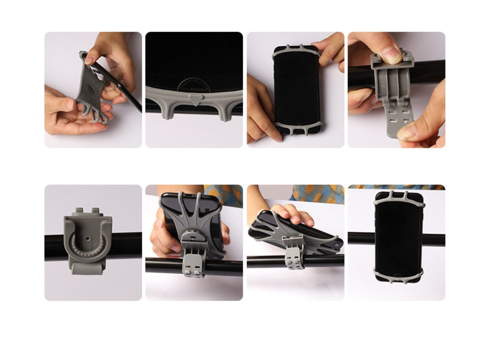 Swivel silicone bike holder with replaceable head - black