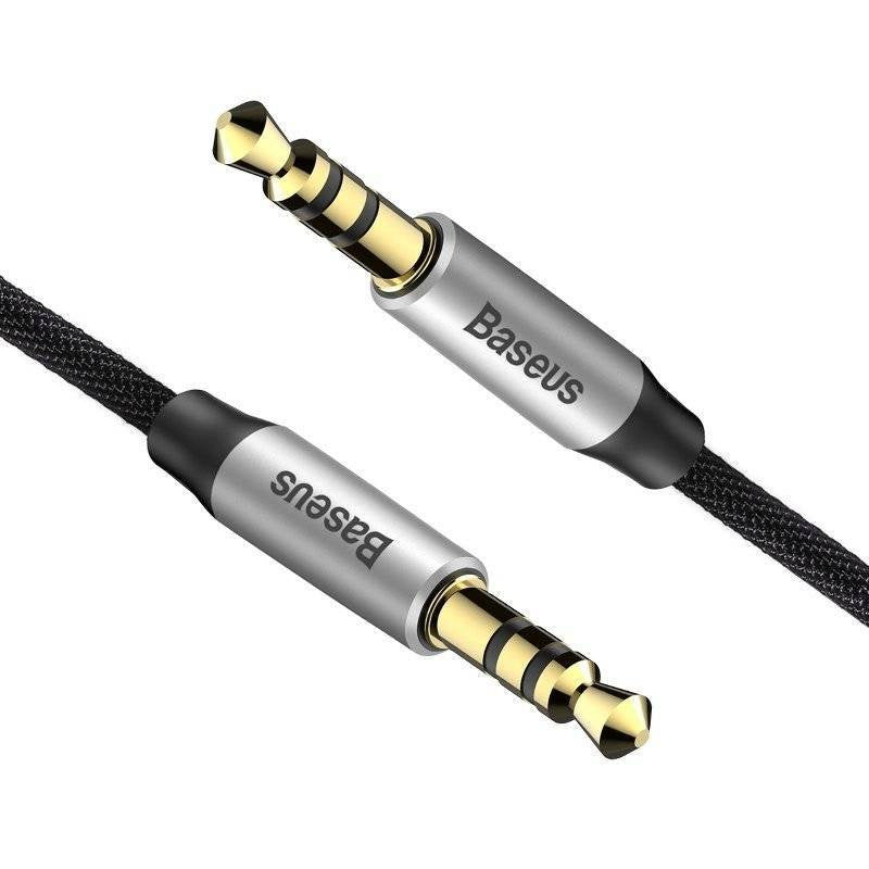 Base Yusiven Audio Cable mini jack 3,5 mm AUX, 1m (Sort+Sølv)