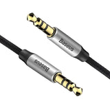 Base Yusiven Audio Cable mini jack 3,5 mm AUX, 1m (Sort+Sølv)