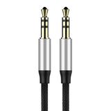 Base Yusiven Audio Cable mini jack 3,5 mm AUX, 1m (Sort+Sølv)