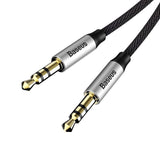 Base Yusiven Audio Cable mini jack 3,5 mm AUX, 1m (Sort+Sølv)