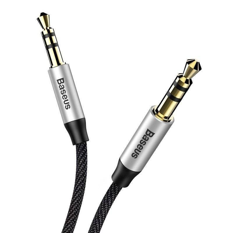 Base Yusiven Audio Cable mini jack 3,5 mm AUX, 1m (Sort+Sølv)