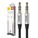 Base Yusiven Audio Cable mini jack 3,5 mm AUX, 1m (Sort+Sølv)