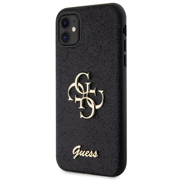 Guess GUHCN61HG4SGK case for iPhone 11 / Xr - black Glitter Script Big 4G