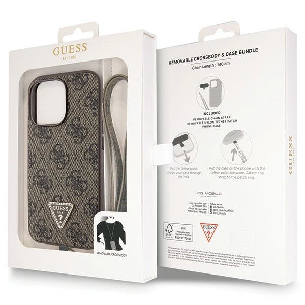 Guess GUHCP13LP4TDSCPW Case for iPhone 13 Pro / 13 - Brown Crossbody 4G Metal Logo