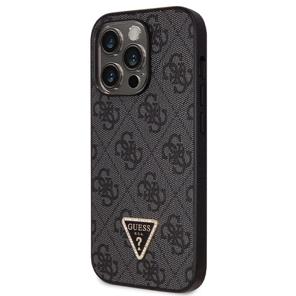 Guess GUHCP14LP4TDSCPK case for iPhone 14 Pro - black Crossbody 4G Metal Logo