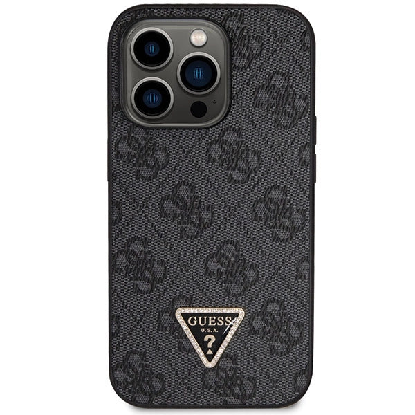 Guess GUHCP14LP4TDSCPK case for iPhone 14 Pro - black Crossbody 4G Metal Logo