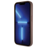 Guess GUHCP14LP4TDSCPW case for iPhone 14 Pro - brown Crossbody 4G Metal Logo