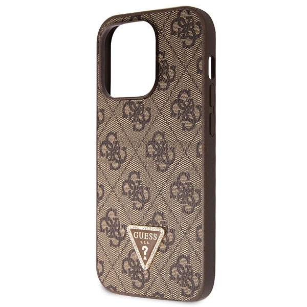 Guess GUHCP14LP4TDSCPW case for iPhone 14 Pro - brown Crossbody 4G Metal Logo
