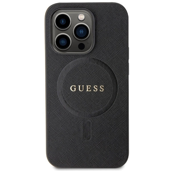 Guess GUHMP14LPSAHMCK case for iPhone 14 Pro - black Saffiano MagSafe
