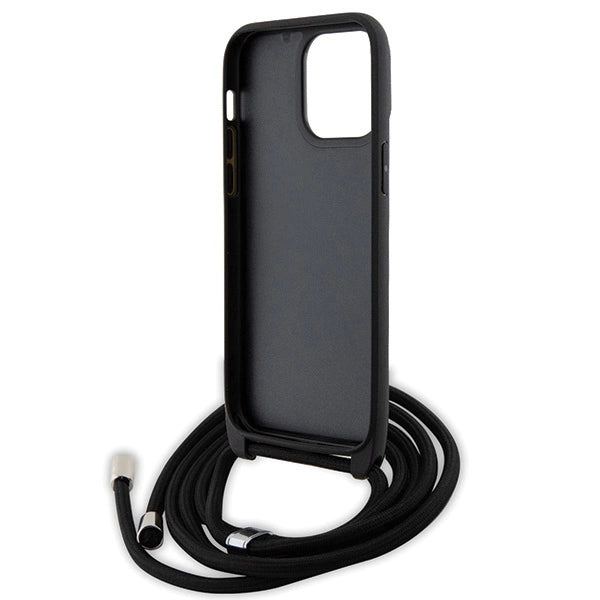 Karl Lagerfeld KLHCP14XSAKCPSK case for iPhone 14 Pro Max 6.7" hardcase - black Crossbody Saffiano Metal Pin Karl&Choupette