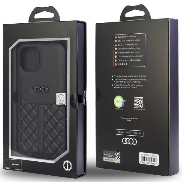 Audi Genuine Leather iPhone 12/12 Pro 6.1" black/black hardcase AU-TPUPCIP12P-Q8/D1-BK