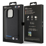 BMW læder Carbon-foder for iPhone 15 Pro Max - sort