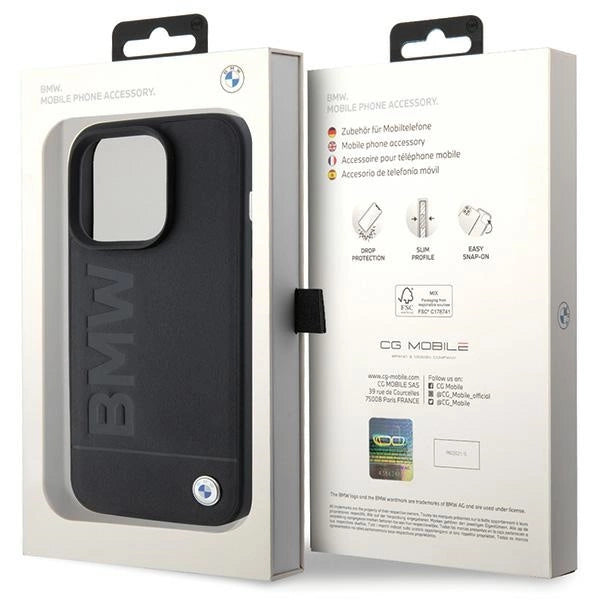 BMW læder Hot Stamp iPhone 15 Pro Max Case - sort
