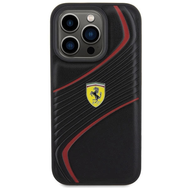 Ferrari Twist Metal Logo case for iPhone 15 Pro - black
