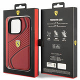 Ferrari Twist Metal Logo-foder til iPhone 15 Pro - rød