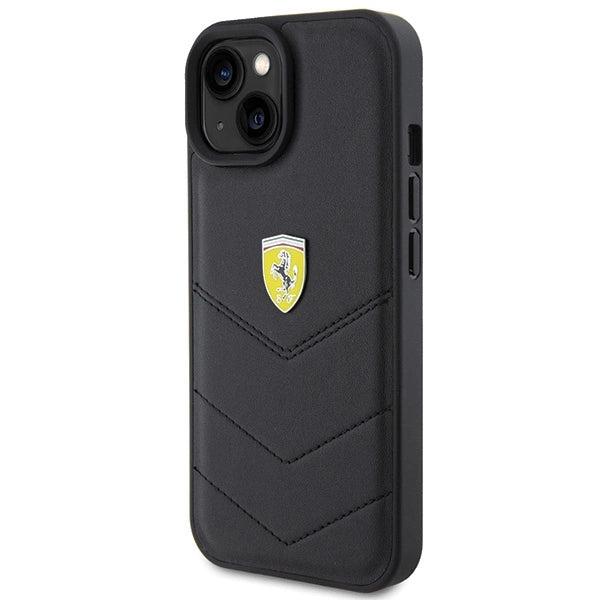 Ferrari Quilted Metal Logo case for iPhone 15 - black