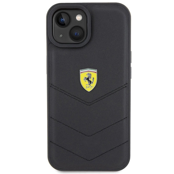 Ferrari Quilted Metal Logo case for iPhone 15 - black