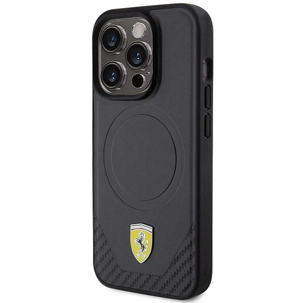 Ferrari Carbon Metal Logo MagSafe case for iPhone 15 Pro - black
