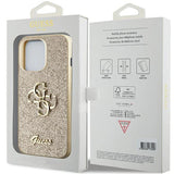 Guess GUHCP13LHG4SGD case for iPhone 13 Pro / 13 - gold Glitter Script Big 4G