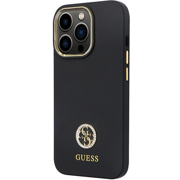 Guess GUHCP13LM4DGPK case for iPhone 13 Pro / 13 - black Silicone Logo Strass 4G