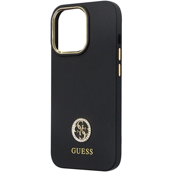 Guess GUHCP13LM4DGPK case for iPhone 13 Pro / 13 - black Silicone Logo Strass 4G