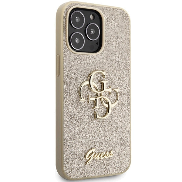 Guess GUHCP13XHG4SGD case for iPhone 13 Pro Max 6.7" - gold Glitter Script Big 4G