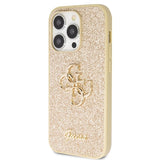 Guess GUHCP14LHG4SGD case for iPhone 14 Pro - gold Glitter Script Big 4G