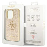 Guess GUHCP14LHG4SGD case for iPhone 14 Pro - gold Glitter Script Big 4G