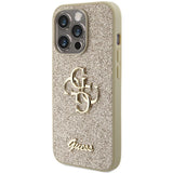 Guess Glitter Script Big 4G iPhone 15 Pro Case - Gold