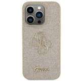 Guess Glitter Script Big 4G iPhone 15 Pro Case - Gold