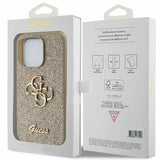 Guess Glitter Script Big 4G iPhone 15 Pro Case - Gold