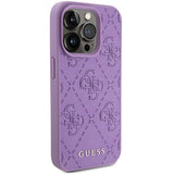 Guess læder 4G Stemplet case til iPhone 15 Pro - lilla