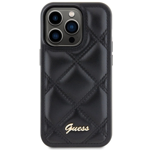 Guess Quilted Metal Logo case til iPhone 15 Pro - sort