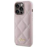 Guess Quilted Metal Logo Case til iPhone 15 Pro - pink