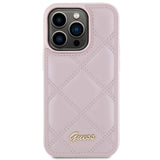 Guess Quilted Metal Logo Case til iPhone 15 Pro - pink