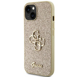 Guess Glitter Script Big 4G iPhone 15 Case - Gold