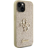 Guess Glitter Script Big 4G iPhone 15 Case - Gold