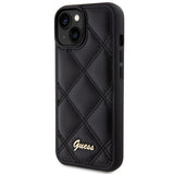 Guess Quilted Metal Logo case til iPhone 15 - sort
