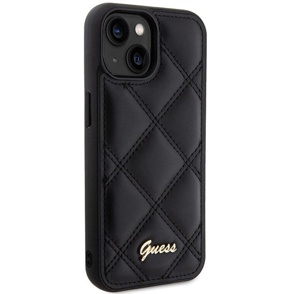 Guess Quilted Metal Logo case til iPhone 15 - sort