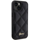 Guess Quilted Metal Logo case til iPhone 15 - sort