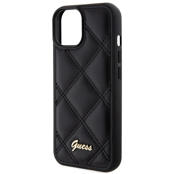 Guess Quilted Metal Logo case til iPhone 15 - sort