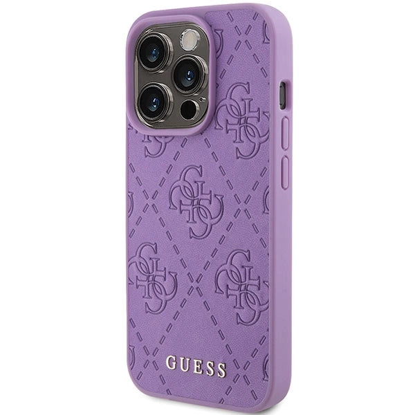 Guess læder 4G Stemplet case til iPhone 15 Pro Max - lilla