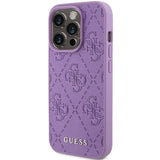 Guess læder 4G Stemplet case til iPhone 15 Pro Max - lilla