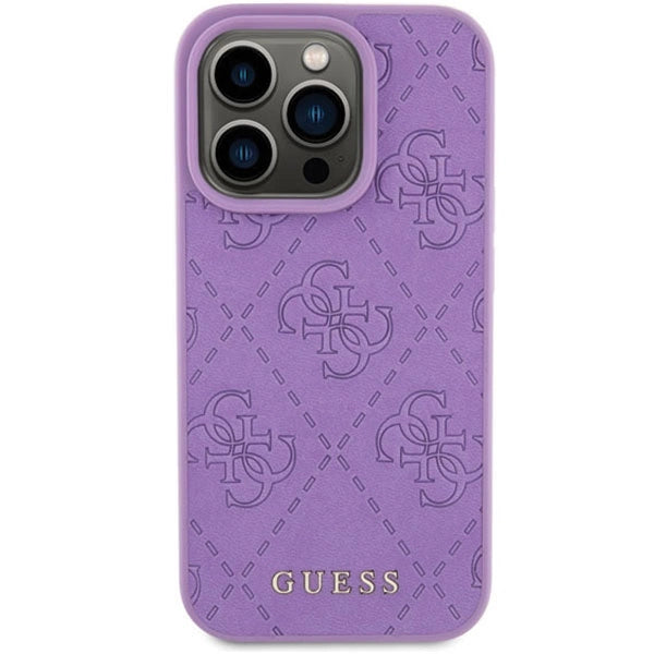 Guess læder 4G Stemplet case til iPhone 15 Pro Max - lilla