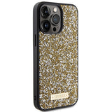 Guess Rhinestone Metal Logo-hylster til iPhone 15 Pro Max - gul