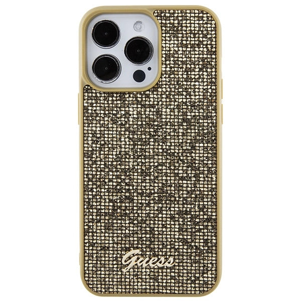 Guess Disco Metal Script case for iPhone 15 Pro Max - gold