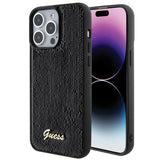 Guess Sequin Script Metallæske til iPhone 15 Pro Max - sort