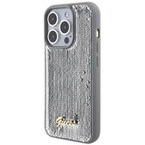 Guess Sequin Script Metal case for iPhone 15 Pro Max - silver
